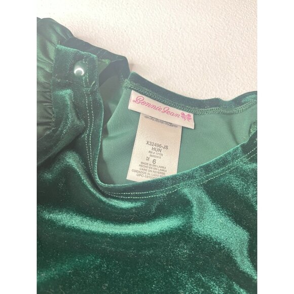 Bonnie Jean Girls Green Velvet Jumpsuit‎ Size 6 With Tags - Picture 6 of 9